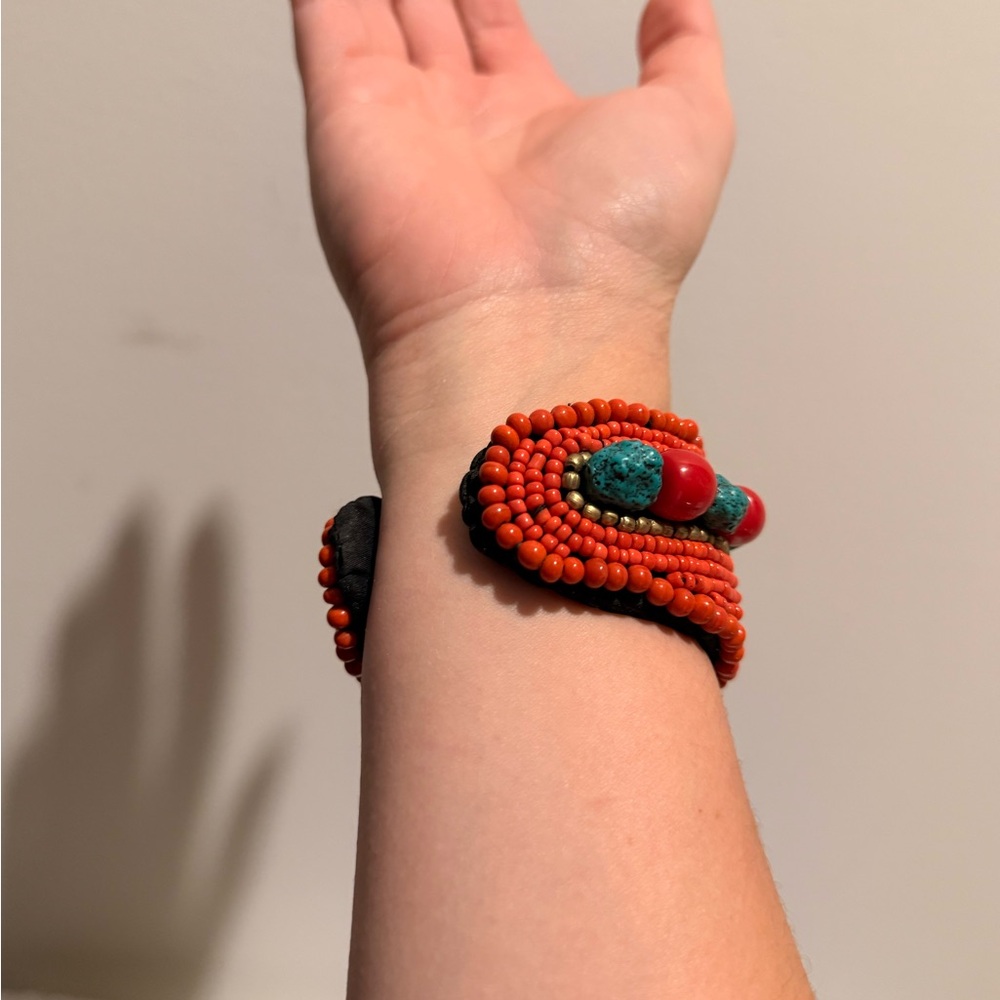 Handcrafted Orange Beaded Bracelet - Picture 2 of 6